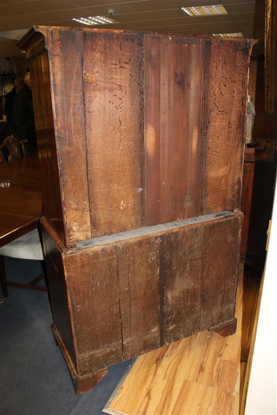 An 18th century walnut and featherbanded chest on chest, W.3ft 6in.